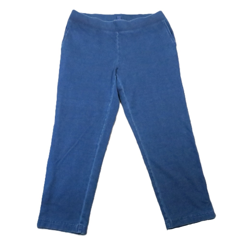 Pure J Jill Indigo Slim Crop Legging M Stretch Knit Casual Minimalist Preppy NEW